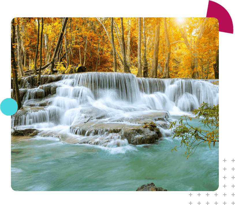 Flowing water with beautiful nature